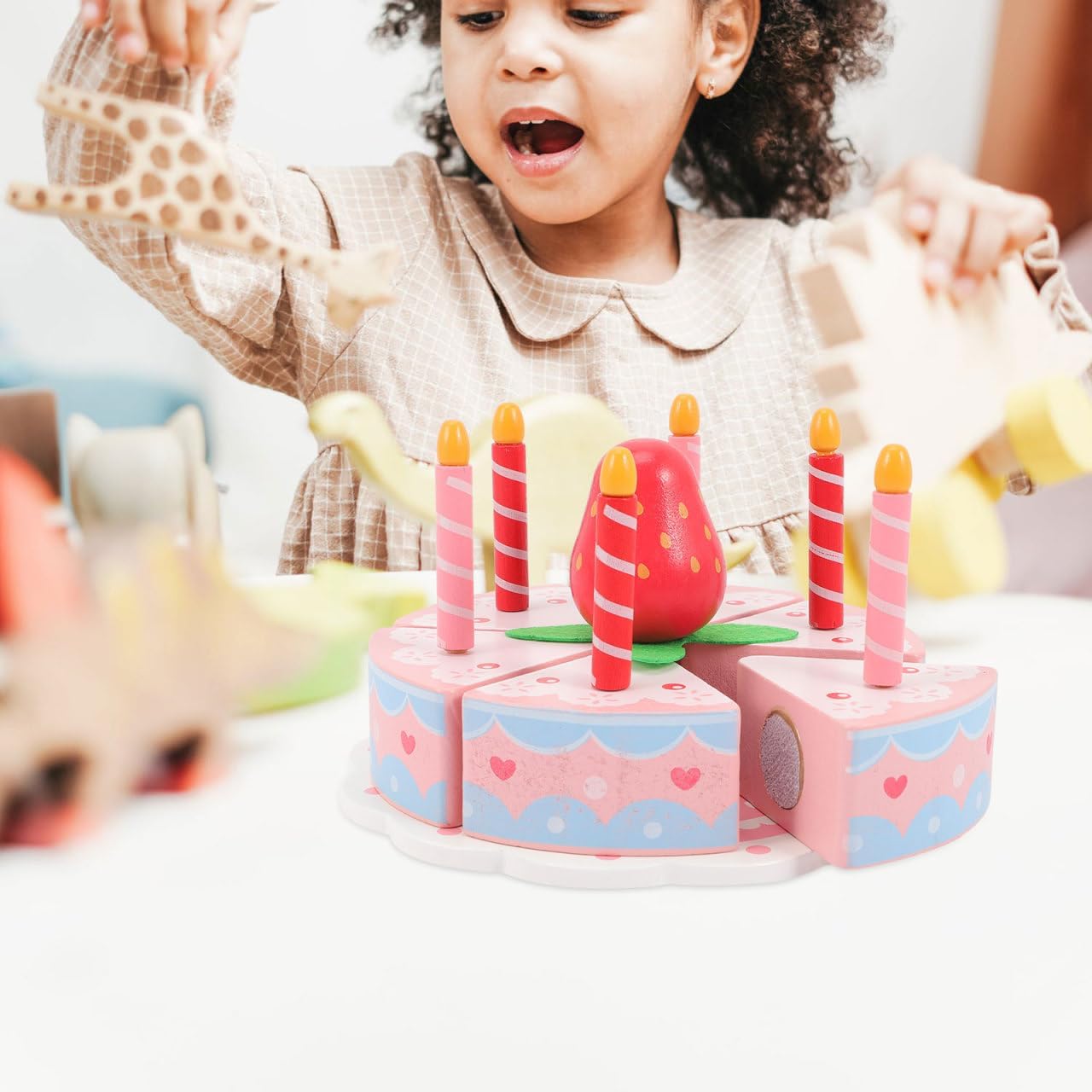 BESTonZON 1 Set Wooden Simulation Cake Dessert Cutting Toy Cake Cutting Toy Wooden Toys Play House Cutting Toys Playing House Toy Cutting Cakes Toy Children Toy Wood Birthday Cake Toy