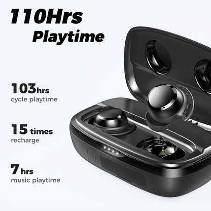 Tribit Wireless Earbuds,150H Playtime Bluetooth 5.2 IPX8 Waterproof Touch Control Ture Wireless Bluetooth Earbuds with Mic Earphone in-Ear Deep Bass Built-in Mic Bluetooth Headphones, Flybuds 3