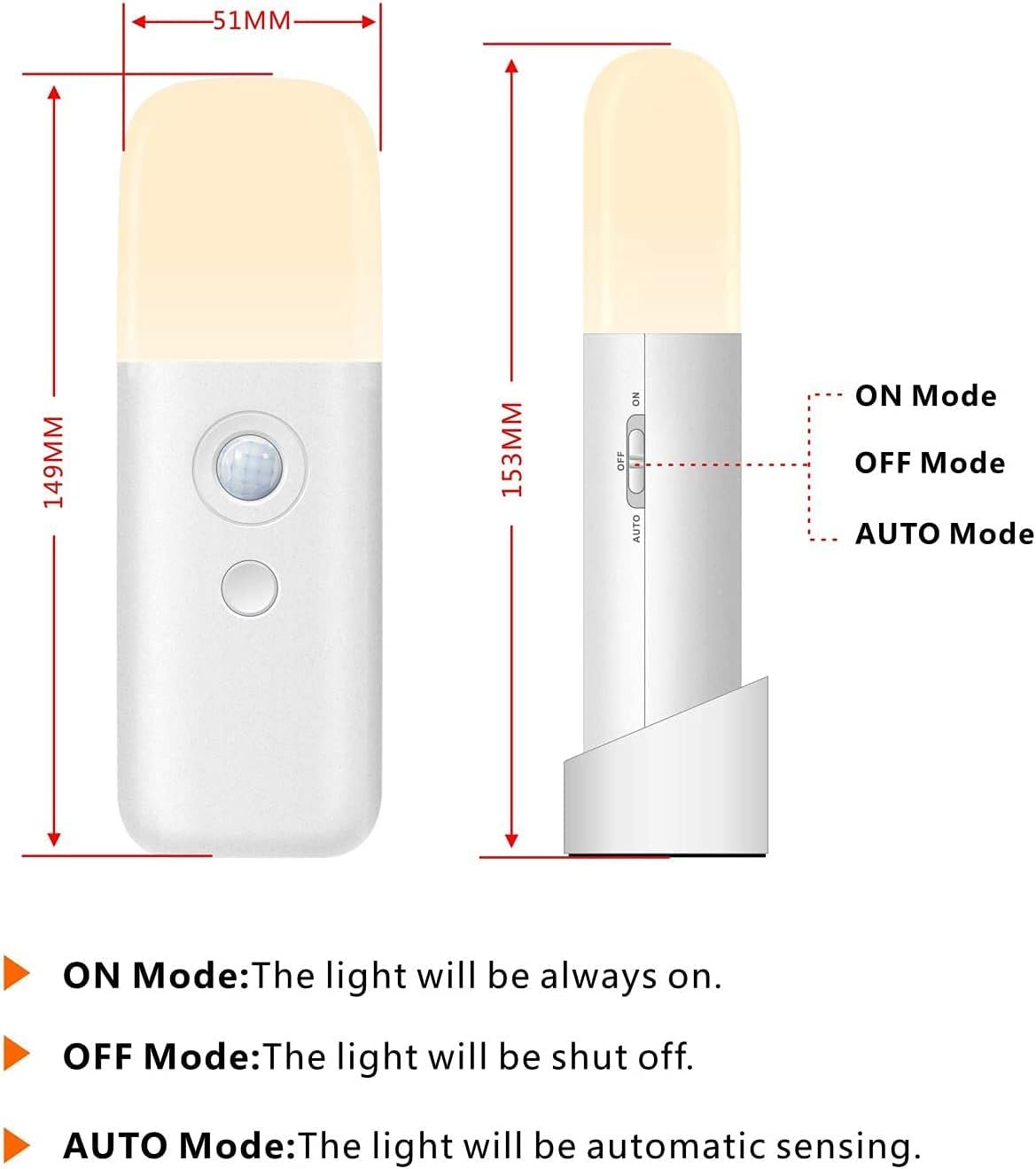 Zoeson Motion Sensor Light Indoor with Base, USB Rechargeable Battery 2000mAh, Dimmable LED Night Light, Bedside Lampfor Kids Room, Bathroom,Living Room, Bedroom(Warm White) (3-Pack)