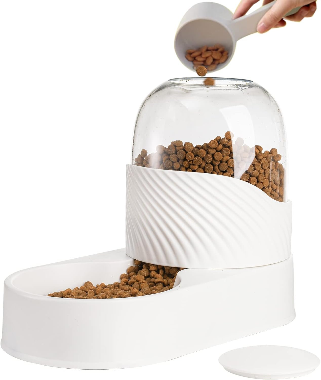 Hacaroa 2 Pack Automatic Cat Feeder and Water Dispenser, 2 L Gravity Pet Food Feeder and Waterer Set, Self Feeding Dog Bowl for Small Pets, Puppy, Kitten, 100% BPA-Free, Easily Clean, White