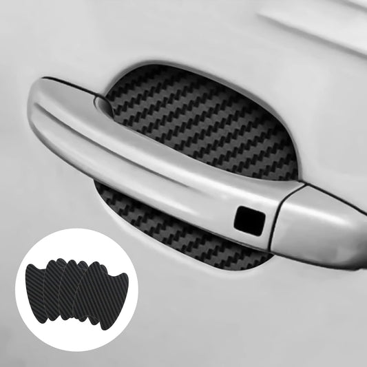 KAQISI 4PCS Car Door Handle Protector Sticker, Universal Carbon Fiber Anti-Scratches Auto Door Handle Protective Film, Car Door Side Paint Cover Guard Stickers Fit (Black)