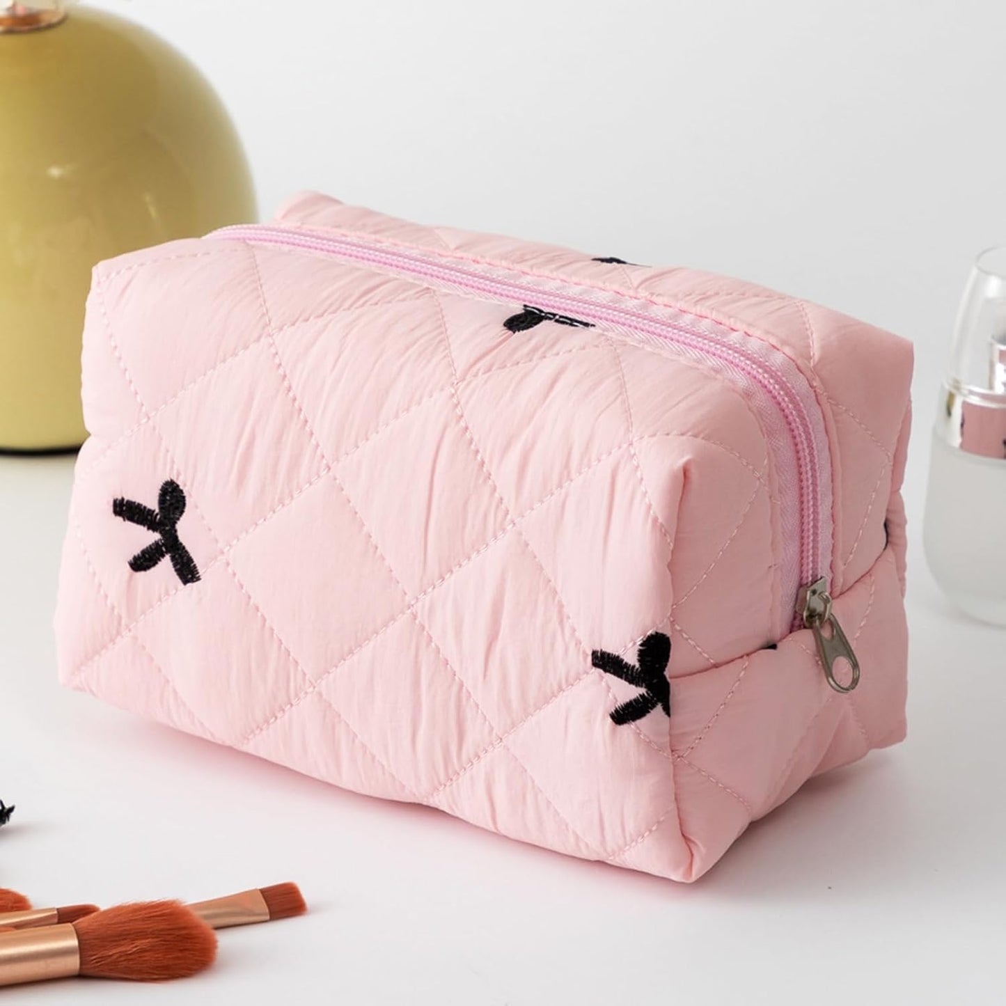 Aesthetic Pencil Purse, borsa da bagno e makeup Pouch, accessorio da viaggio, per donne e ragazze, ideale per organizzare cosmetici ed essenziali, 16 x 9 cm, rosa, Se référer au descriptif,