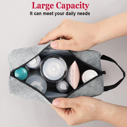 Women and Men Travel Toiletry Organizer Bag Portable Water-Resistant Shaving Bag with Divider and Handle for Cosmetics Toiletries Brushes Tools Accessories(Light Grey)
