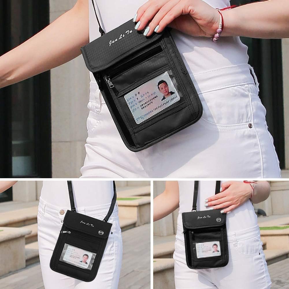 Number-One Neck Pouch Travel Wallet Passport Holder with RFID Blocking Waterproof Travel Security Bag for Your Money Credit Cards Cell Phones