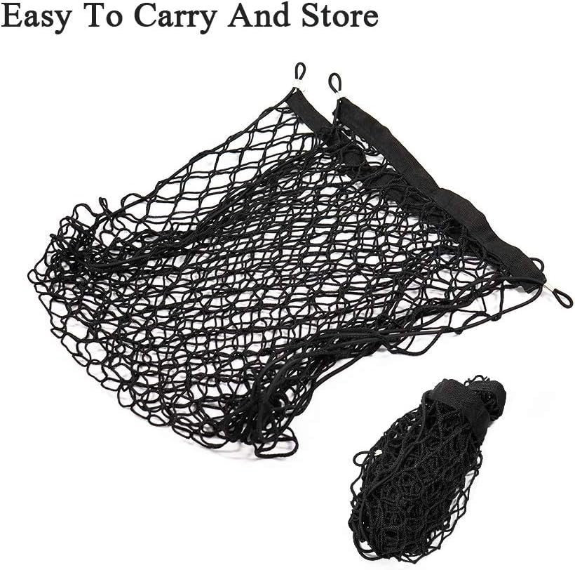 ValueHall Cargo Net 35 x 15 Inch Adjustable Elastic Trunk Net Cargo Trunk Storage Organizer Nylon Mesh Universal Rear Cargo Organizer Cargo Net with Hooks V7075