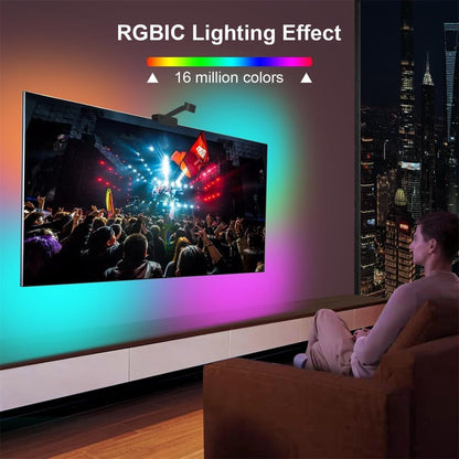 GlowSync HD - Smart LED TV Backlight Strip with Real-Time Screen Sync, LED Strip Lights Sync Color Changing to Game & Music, TV Light Strip with App and Remote Control USB Powered (for 55-65 inch TVs)