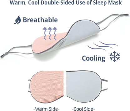 Sleeping Mask 2 Pack, Warm, Cool Double-Sided Use of Sleep Mask, Super Soft Blindfold with Adjustable Strap, Block Out Light, Comfort Sleep Eye Mask for Travel Meditation Nap