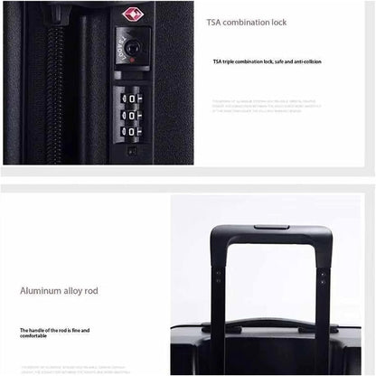 Suitcases Suitcases with Wheels Large-Capacity Aluminum Frame Luggage Security TSA Combination Lock Carry On Luggage Drop-Proof Suitcase Travel(Color:Black)