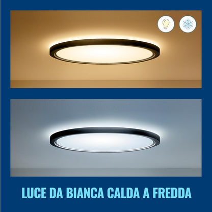 WiZ SuperSlim Smart Ceiling Light, 430 mm, 22 W, White or Coloured Light, SpaceSense Technology, Voice Control, Dimmable, Black