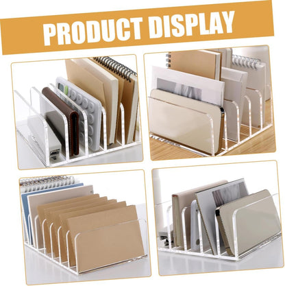 HORIALENCE Desktop Letter Sorter Wear Resistant Book Rack with Capacity Transparent Compartment Design for Efficient Document Storage and Organization Office Home Workspace