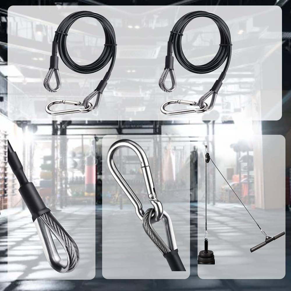 TONLOOEEL 2 Pack 39 Inch Fitness Extension Cable,Fitness Extension Rope Attachments Home Gym Cable Pulley System Fitness Cable for Tricep Pull Down and Leg Exercise Home Gym Machine Accessories