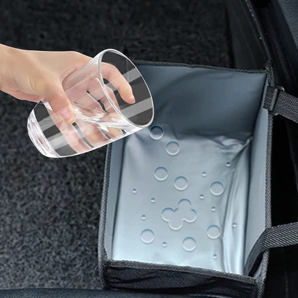 Car Trash Can Foldable Hanging Waterproof Leakproof Storage Garbage Bag Vehicle Garbage Can for Car Interior Accessories with Large Capacity Bin (Black, 9Inch)