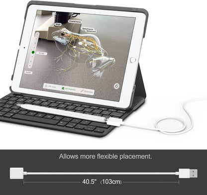 MoKo Charging Adapter Cable Compatible with Apple Pencil 1st, Connector Charger Compatible with iPad Pro 12.9 10.5 9.7 / iPad Air 3 / iPad Mini 5 2019 Pen Accessories, White