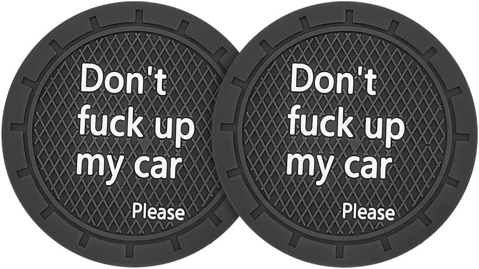 8sanlione Cup Holder Coasters, 2.75 Inch Non-Slip PVC Insert Coaster, Anti-Scratch Auto Cup Mats for Women Men, Vehicle Interior Accessories Universal for Car, SUV, Truck (D Black/2PCS), 2 Pack