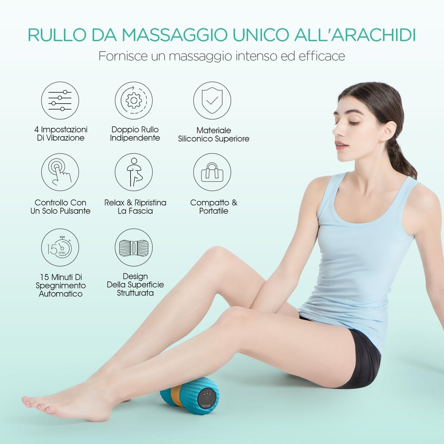 VOYOR-HEALTH Vibrating Peanut Massage Ball, Pilates Massage with Double Ball for Pain Muscle Relief, Electric Trigger Point Massage, Home, Yoga, Fitness MB300, Blue