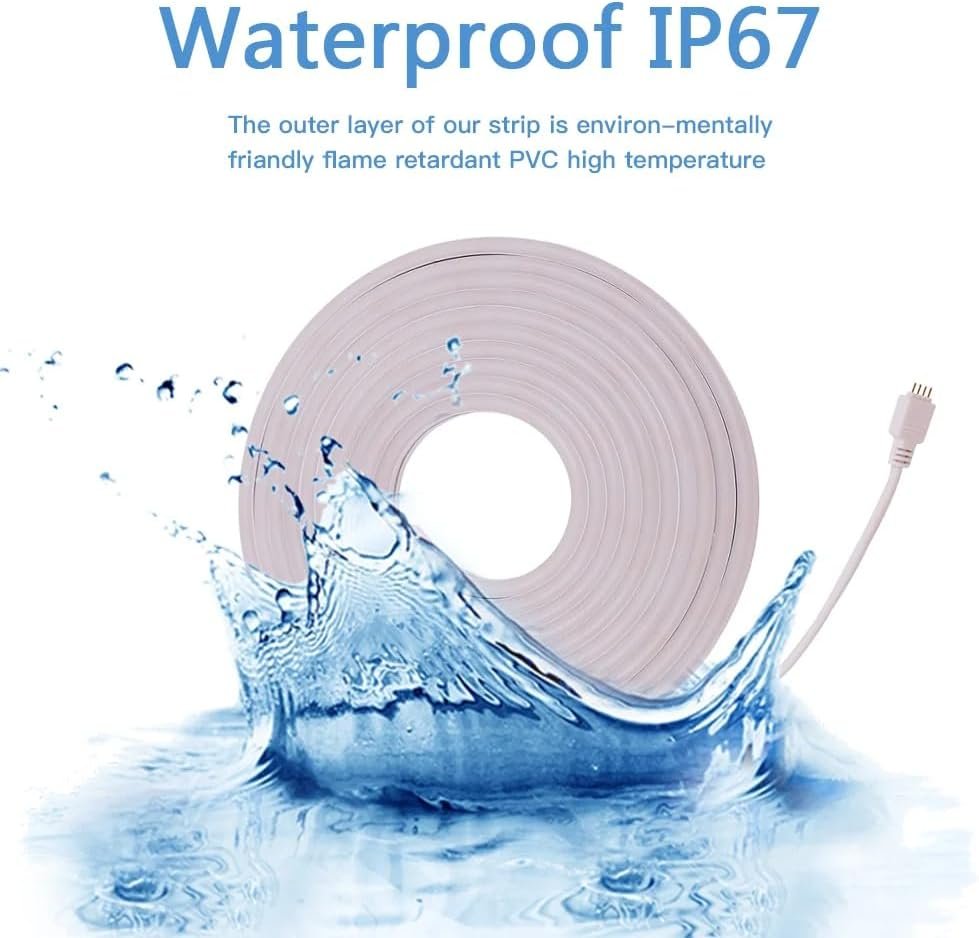 UanTii RGB Smart Neon Light Strip 10 Meters,Tuya WiFi Rope Lights IP67 Waterproof Music Sync Timing DIY Lighting Strips,App and Voice Control (10)