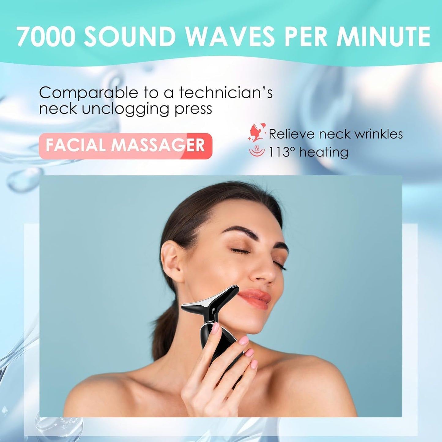 Red-Light-Therapy-for-Face and Neck, Facial Massager for Face and Neck, Face culpting Tool with 7 Color, at-Home Face Tool for Skin Care (Black)