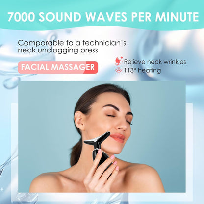 Red-Light-Therapy-for-Face and Neck, Facial Massager for Face and Neck, Face culpting Tool with 7 Color, at-Home Face Tool for Skin Care (Black)