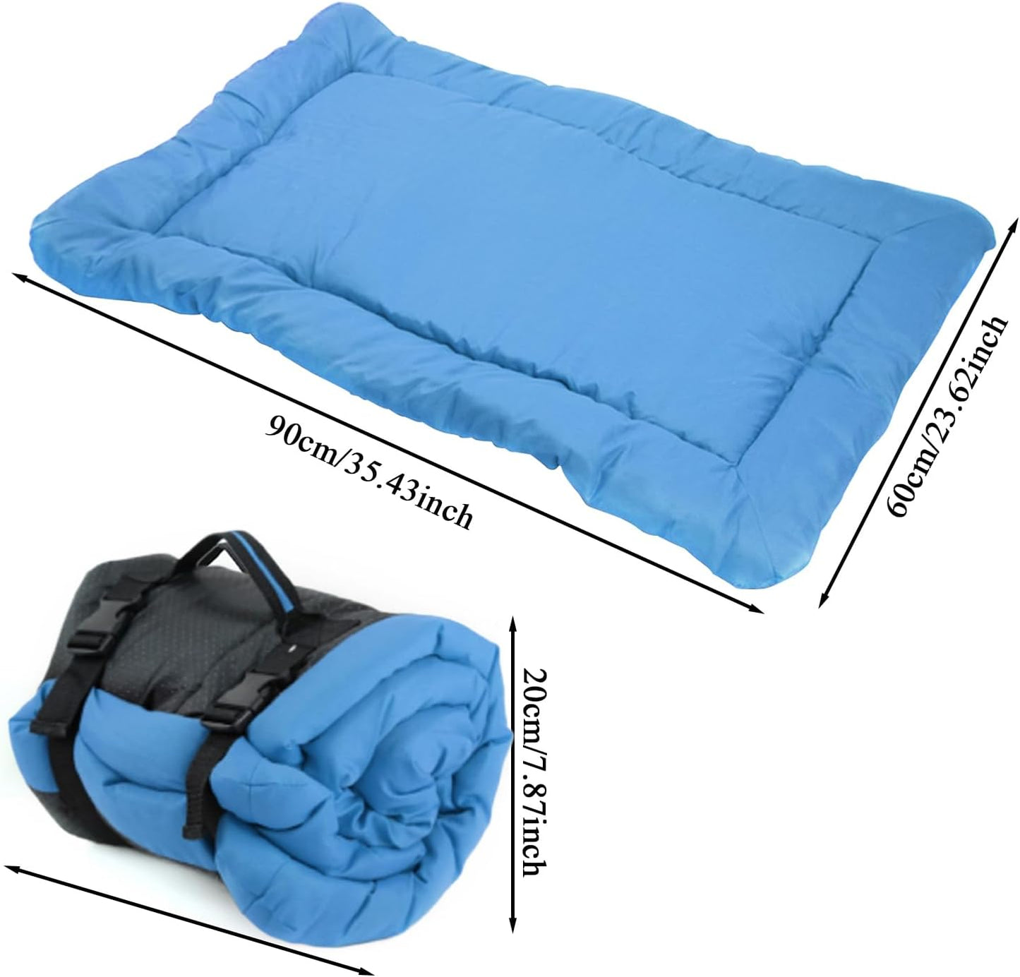 Outdoor Dog Bed, Portable Travel Mat, Roll-Up Pet Cushion, 35.43x23.62x1.18 inches, Waterproof Washable, Camping Gear, Small Medium Large Breeds, Indoor Outdoor