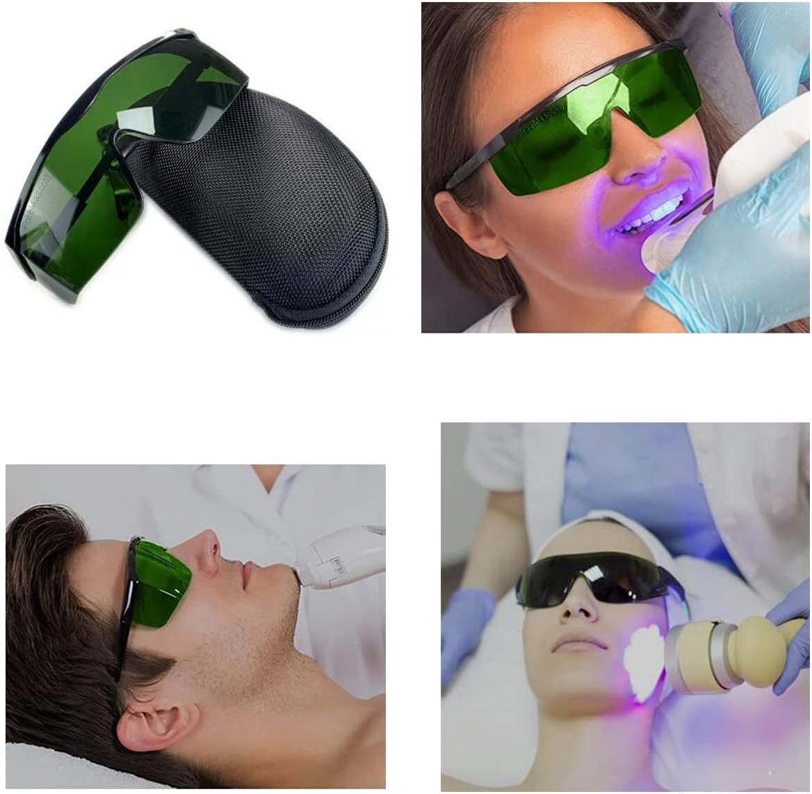 FreeMascot IPL 200nm-2000nm Laser Safety Glasses for Laser Hair Removal Treatment and Laser Cosmetology Operator Eye Protection with Case (Green)