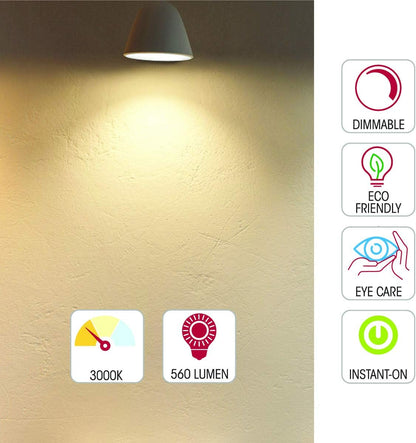 TEKLED® GU10 DIMMABLE Spotlight LED Bulbs | Energy Saving 7W Light Bulb 50W Halogen Spotlight Equivalent | 120° Wide Beam Angle MR16 3000K 560LM | 6-Pack | Warm White