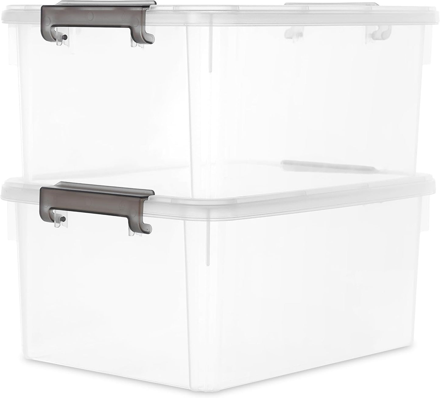 Citylife 17 QT Plastic Storage Bins with Latching Lids Stackable Storage Containers for Organizing Large Clear Storage Box for Garage, Closet, Kitchen, 2 Packs