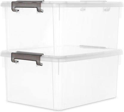 Citylife 17 QT Plastic Storage Bins with Latching Lids Stackable Storage Containers for Organizing Large Clear Storage Box for Garage, Closet, Kitchen, 2 Packs