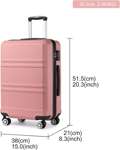 KONO 55 cm Heavy Duty Hard Suitcase 20'' Hand Luggage 4 Wheels with TSA Lock, Nude