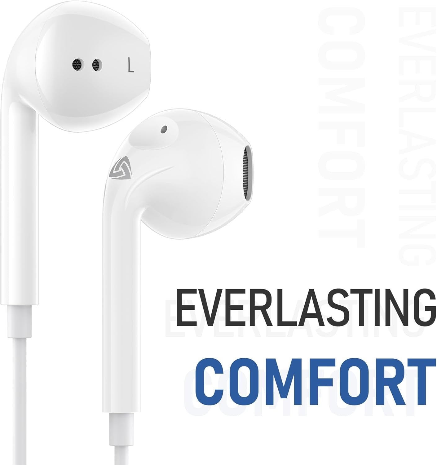 LUDOS Zenith Wired Earbuds in-Ear Headphones, 2 Year Warranty, Earphones with Microphone, Noise Isolation Corded for 3.5mm Jack Ear Buds for iPhone, iPad, Samsung, Computer, Laptop, Gaming - White