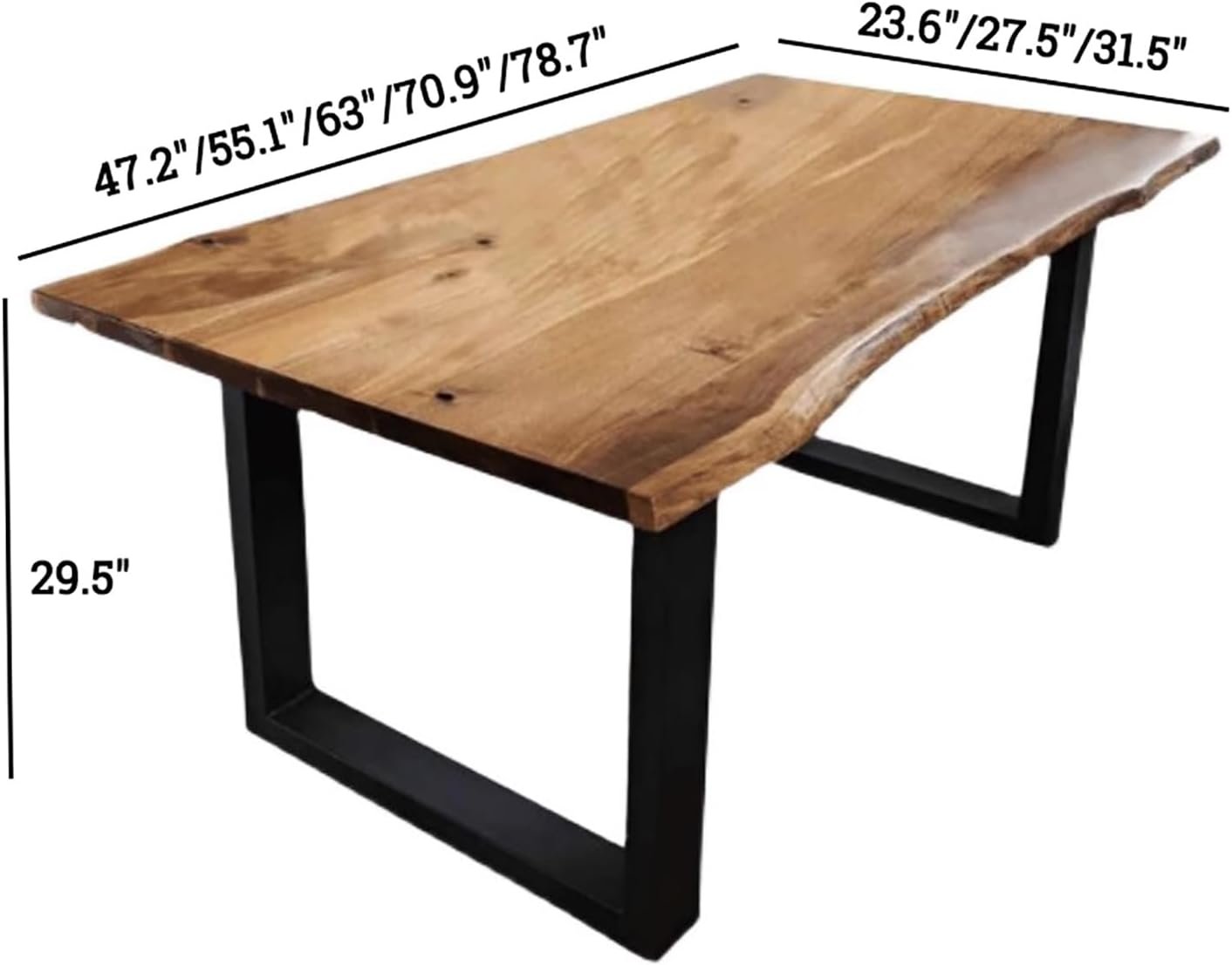 HM&DX Industrial Solid Wood Dining Table,Rectangle Kitchen Table Farmhouse Live Edge Dining Table,Wooden Table Top & Metal Base,Long Dining Room Table for 2,4,6,8(47.2" L x 23.6" W x 29.5" H, Brown)