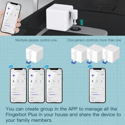 MoesGo 2nd Generation Smart Bluetooth Fingerbot Plus, Wireless Smart Light Switch Button Pusher Bot, Remote Control Smart Life Tuya App, Add Fingerbot Hub Make it Compatible Alexa and Google Home