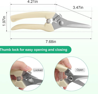 MEPEREZ- 2PCS Stainless Steel Pruning Shears,Multifunctional Gardening Shears,Orchard Flower Picking Tree Trimming Flowers,Bonsai,Fruit Picking Scissors Tool…