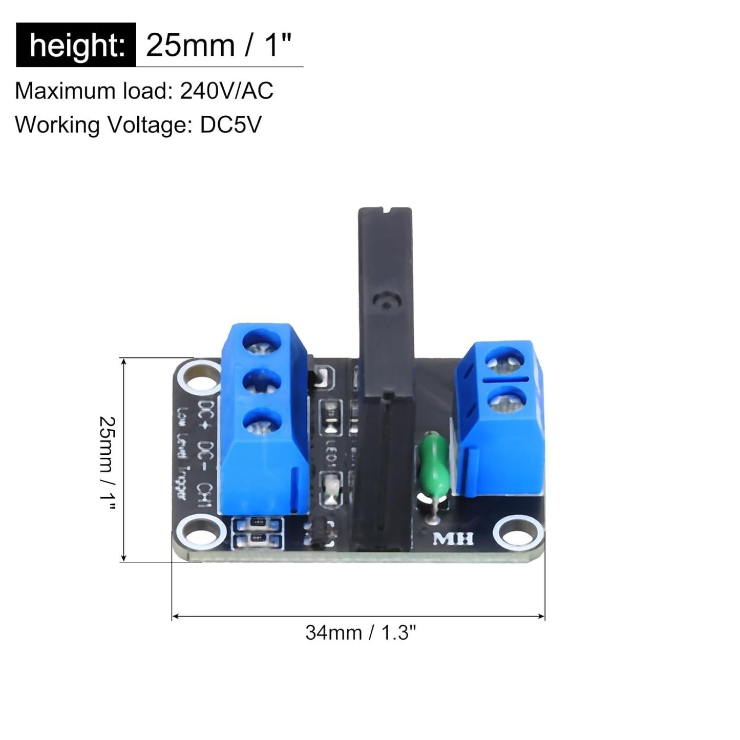MECCANIXITY 2 Pcs DC 5V 1 Channel Relay Module Switch Board Shield 2A Low Level Trigger for Electronics Industrial Home Automation