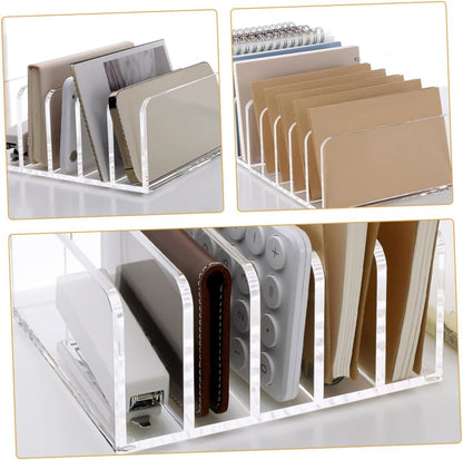 HORIALENCE Desktop Letter Sorter Wear Resistant Book Rack with Capacity Transparent Compartment Design for Efficient Document Storage and Organization Office Home Workspace