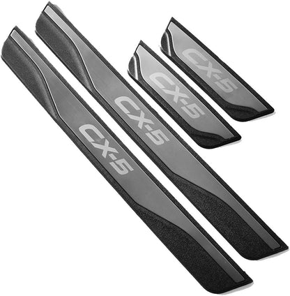 FEOYDS Stainless Door Sill Protector Kick Plate Entry Guard Kit for Mazda CX-5 2013-2025 Interior Accessory (Silver CX 5)