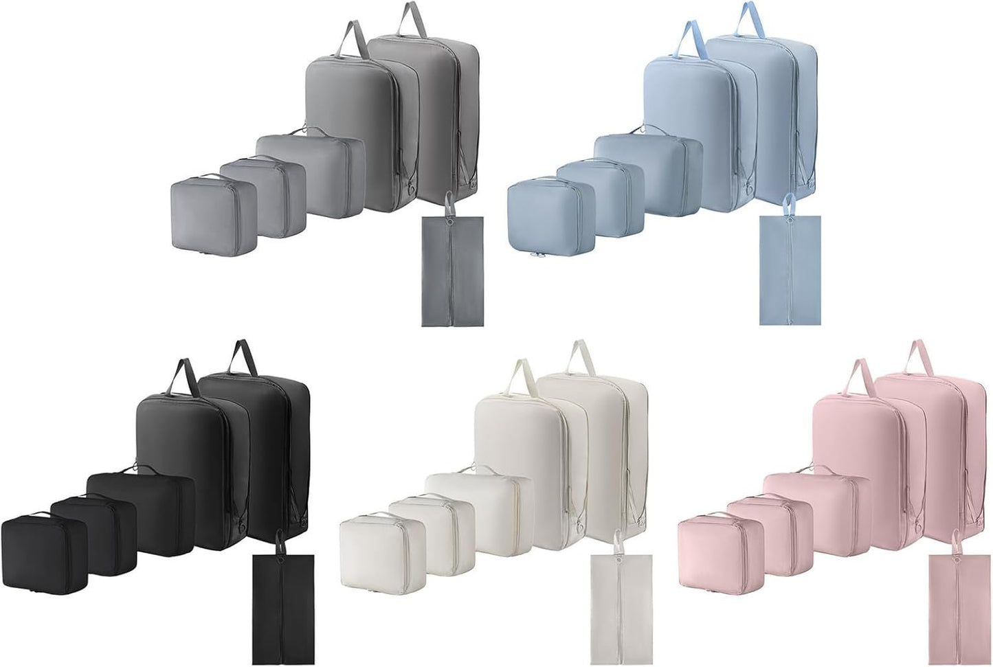 uikios 6Pcs Travel Organizers Set For Luggage Essential Packing Cubes Set Sturdy Luggage Organization Bag for Family Trip