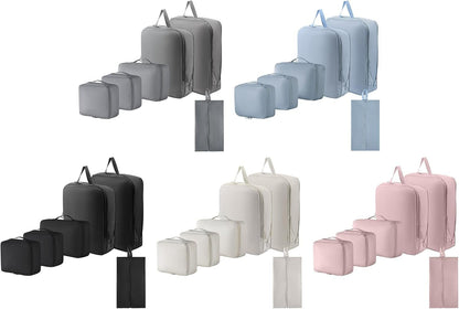 uikios 6Pcs Travel Organizers Set For Luggage Essential Packing Cubes Set Sturdy Luggage Organization Bag for Family Trip