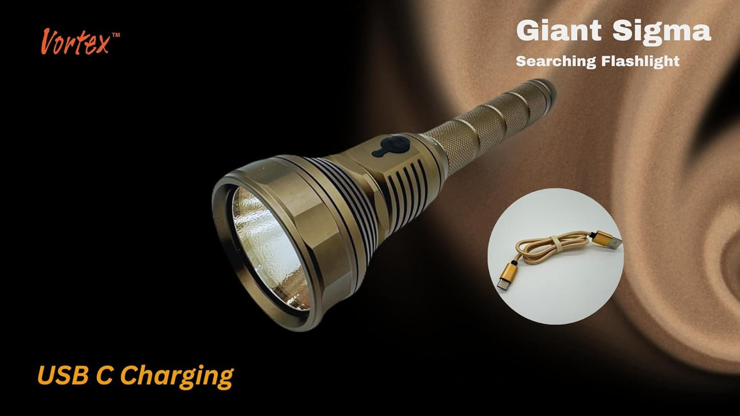 Serpent Giant σ Tactical Aluminum Searching Type C USB Recharging Powerful Long Bean Range Charging Indication Tactical Function Rechargeable Battery Flashlight