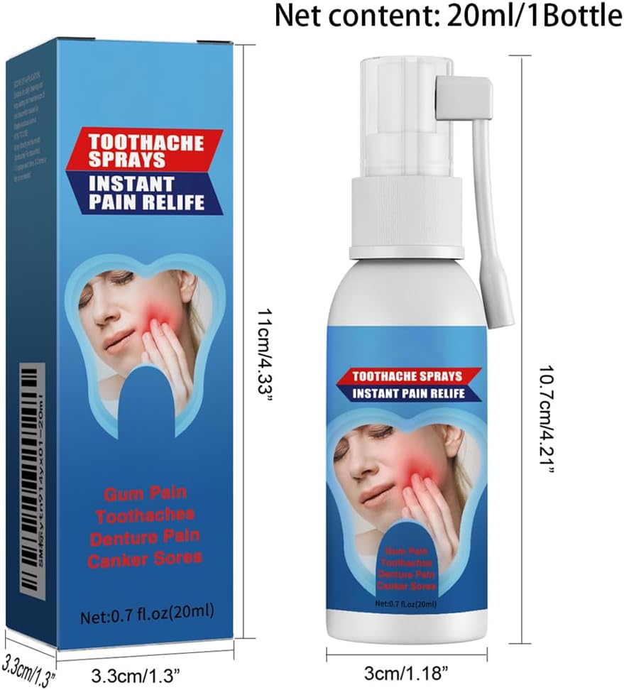 2 Pcs Oral Care Spray, Toothache Pain Relief for Adult, Portable Toothache Gum Pain Spray, Care for Teeth, Rapid Relieve Tooth Discomfort, and Gently Care For The Mouth Freshen Breath