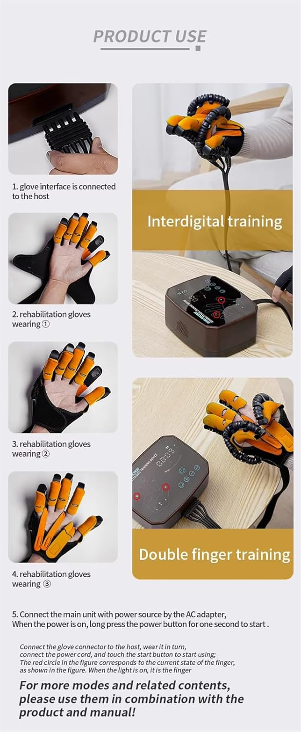 XGXHIN Guanti Robot di Riabilitazione, apparecchiature di Recupero della Funzione della Mano elettrica, per pazienti con Ictus ed emiplegia