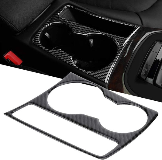Acouto Center Console Water Cup Holder Trim Carbon Fiber Car Gear Shift Console Panel Cup Holder Trim Cover for B8 2009-2015 Automotive Interior Accessories
