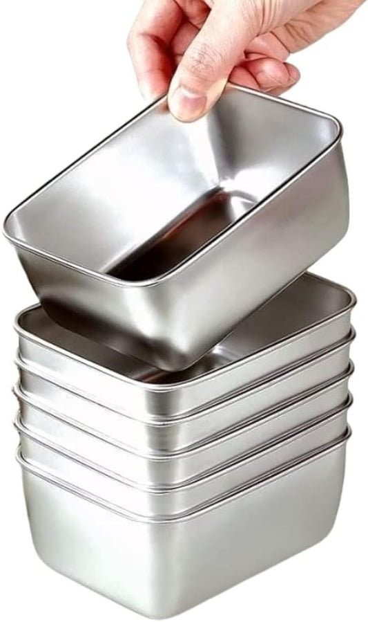 MVSR 6pcs Food Storage Containers with Lids, Meal Prep Containers Reusable, Stainless Steel, Oven Freezer Dishwasher Safe (500ml)