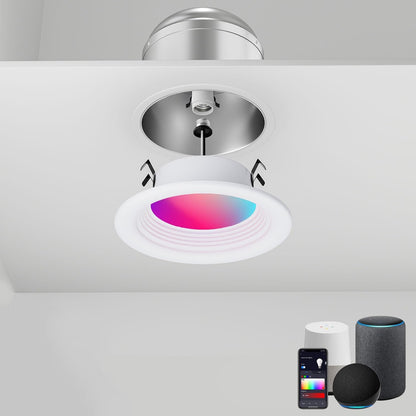 Gefolly Smart Recessed Lighting 4 Inch, Led Can Lights for Ceiling Color Changing Wi-Fi Bluetooth Connect, Dimmable Retrofit Led Recessed Light Compatible with Alexa & Google Assistant,1000 LM， 1Pack