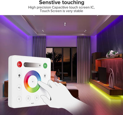 BTF-LIGHTING RC3 Wireless 2.4G RF 4 Zone RGB LED Strip Wall Mount Smart Panel Remote Control Powered by 3V (CR2032) Work with SP630E SP633E SP634E SP638E SP639E SP63BE