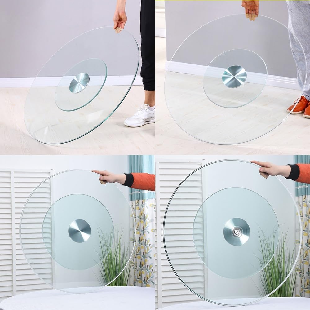 Tempered Glass Lazy Susan Turntable Dining Table Turntable Large Tabletop Serving Plate 24in/31in/36in/40in Rotating Tray 360° Swivel Display Serving Tray(60cm (24inch))