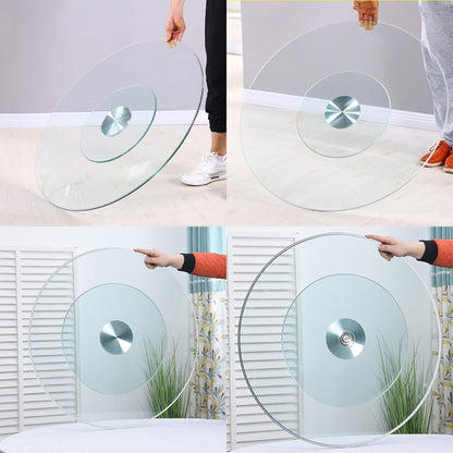 Tempered Glass Lazy Susan Turntable Dining Table Turntable Large Tabletop Serving Plate 24in/31in/36in/40in Rotating Tray 360° Swivel Display Serving Tray(60cm (24inch))