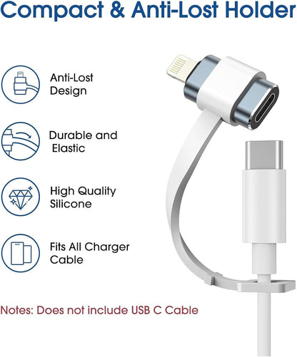 TechMatte USB C Female to Lightning Male Charging Adapter for iPhone, with E-Mark IC Anti-Lost Holder, Support PD Fast Charging, Not Support Headphones/Audio/OTG (2 Pack)