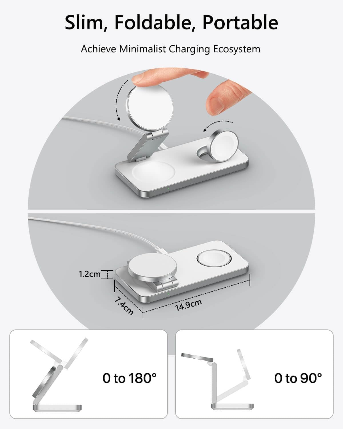 3 in 1 Wireless i Phone Charger Stand for Apple Magsafe, LDOBL Travel Charger for iPhone 16 to 12 Pro Max Mini Plus, Apple Watch Ultra 10 to 2, AirPods Pro 2 3 4, tech for Men Women (White)