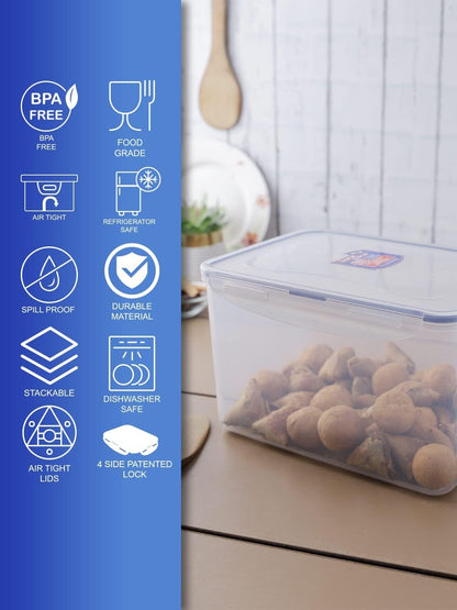 LocknLock Easy Essentials Airtight Rectangular Tall Food Storage Container 152.16-oz / 18.8 Cup, Clear