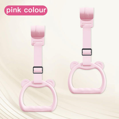 Baby Pull Up Rings, 2 Pieces Cot Hangable Rings, 5.91x3.94 inches Training Tool Accessories Toy Strap Walking Practice, Exercise for Boys, Daycare, Yard Play, Sturdy Safety Design
